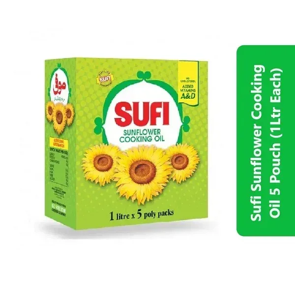Sufi Sunflower Cooking Oil 5 Pouch 1Ltr Each